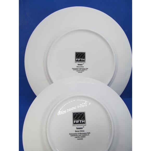 222 Fifth Romance White Bone China 11" Dinner Plate And 9" Salad Plate EUC - Picture 5 of 7